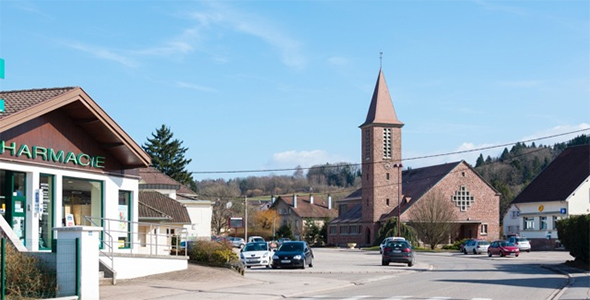 Une vue du centre de la commune de Saulcy-sur-Meurthe dans les Vosges